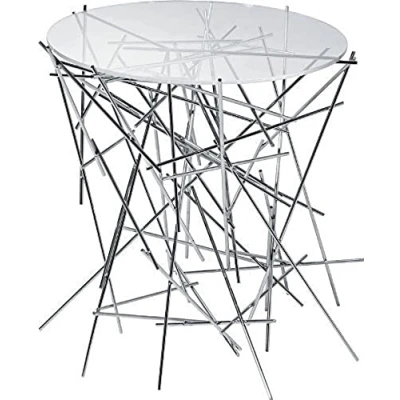 Abbildung von Alessi FC09 Tischlein Edelstahl mit Glasplatte, Höhe: 44 cm, Durchmesser: 45 cm