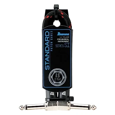 Abbildung von IBANEZ SI Serie (Standard) Instrumentenkabel Patch Kabel 2 abgewinkelte Stecker Gewebt Klinke Klinke, Black x Wine 0,15 m / 0,5 ft (SI05P BW)