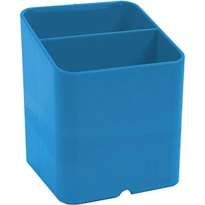 Abbildung von Exacompta 677100D Premium Stiftehalter Pen Cube Clean&#039;Safe mit 2 Fächern für mehr Ordnung auf dem Schreibtisch Stifteköcher Stiftebox Aufbewahrungsbox Organizer blau