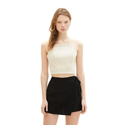 Abbildung von TOM Tailor denim Cropped Top, Damen, Größe: Small, Unbleached natural bull