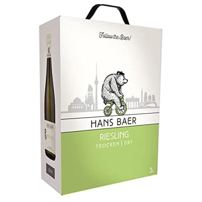 Abbildung von Hans Baer Riesling Trocken Weisswein Qualitätswein aus Rheinhessen, Deutschland Bag in Box (1 x 3L)