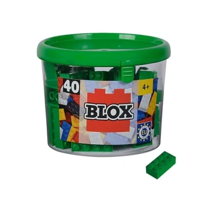 Abbildung von Simba 104114537 Blox, 40 grüne Bausteine für Kinder ab 3 Jahren, 8er Steine, in Dose, hohe Qualität, vollkompatibel mit vielen anderen Herstellern, grün