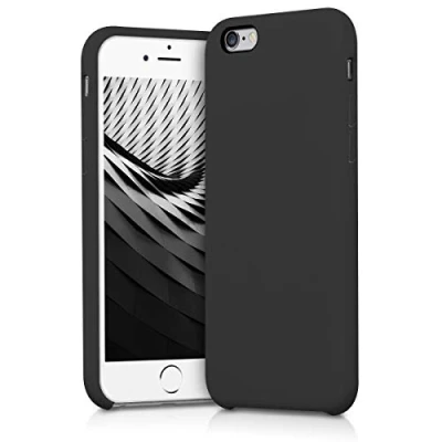 Abbildung von kwmobile Hülle kompatibel mit Apple iPhone 6 / 6S Silikon Handy Case Handyhülle weiche Oberfläche kabelloses Laden Schwarz matt