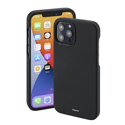 Abbildung von Hama Hülle für Apple iPhone 12 Pro Max kompatibel mit MagSafe (Magnetische induktives Laden, Handyhülle schützt vor Stößen, Kratzern und Schmutz, elegantes Case aus Kunstleder) schwarz