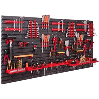 Abbildung von botle Lagersystem Wandregal 158x78 cm, Werkzeughalterungen, Schüttenregal Sichtlagerkästen, Extra Starke Wandplatten, Regal Erweiterbar, Werkstattregal Lagerregal Werkstattwandregal Steckregal
