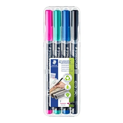 Abbildung von Staedtler Folienschreiber Lumocolor F permanent hellblau, türkis, lila