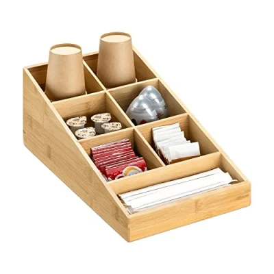 Abbildung von Navaris Aufbewahrungsbox Kaffee Spender Organizer Bambus Kaffeestation 7 Fächer (1 St)