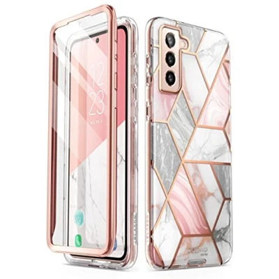 Abbildung von i Blason Glitzer Hülle für Samsung Galaxy S22 (6.1&quot;) 5G Handyhülle Bumper Case 360 Grad Schutzhülle Glänzend Cover [Cosmo] mit Integriertem Displayschutz 2022 Ausgabe (Marmor)