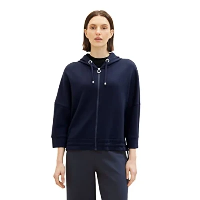 Abbildung von TOM TAILOR Damen 1038182 Sweatjacke mit Kapuze, 16339 clouds Grey, XL