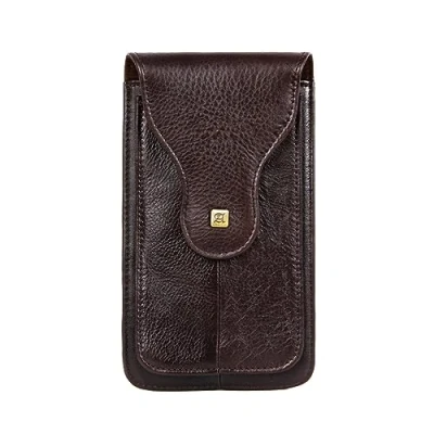 Abbildung von Echtleder Handy Holster Gürteltasche, Herren Dünne Doppeltasche Gürtelholster Hülle Vertikale Universal Handytasche Outdoor mit Gürtelschlaufe für iPhone 14 Pro Max 13 12 Mini Xs XR Coffee