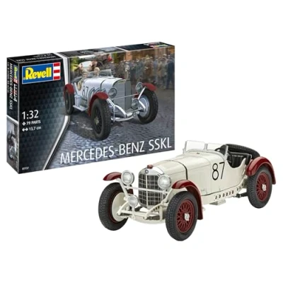 Abbildung von Revell Modellbausatz Mercedes Benz SSKL, Rennwagen Legendäres Leichtbau Coupé mit 7,1 Liter Motor, Speichenfelgen &amp; historischen Details Sieger der Mille Miglia 1931 Für Motorsportfans