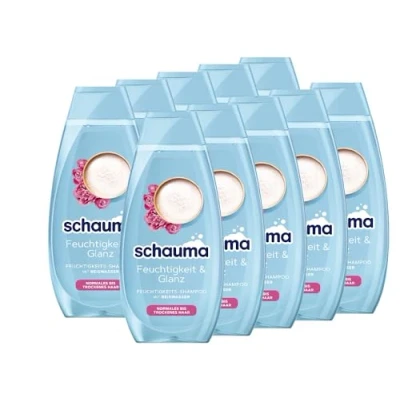 Abbildung von Schauma Schwarzkopf Feuchtigkeits Shampoo Feuchtigkeit &amp; Glanz (10x 400 ml), Haarshampoo für desundes und glänzendes Haar, mit Reiswasser normales bis trockenes Haar