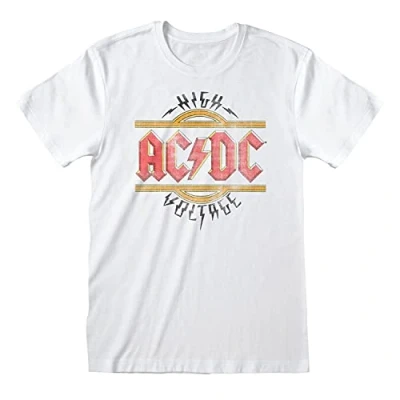 Abbildung von Henry Tiger AC/DC Vintage HIGH Voltage Tshirt print, Herren, Größe: Large, White