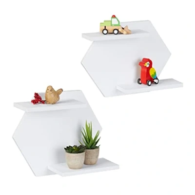Abbildung von relaxdays Wandregal Sechseckige Wandregale im 2er Set