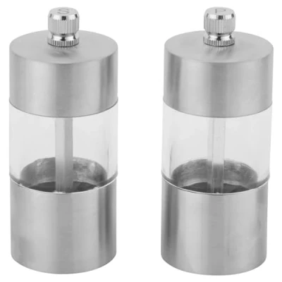 Abbildung von Salter BW11840EU7 Salz und Pfeffermühlen Set Mini Gewürzmühlen, Pfeffermahlmühlen Set, einstellbarer Keramikschleifmechanismus, grob bis fein, Acrylfenster, manuelles Drehen zum Schleifen, kompakt