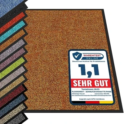 Abbildung von etm Hochwertige Fußmatte schadstoffgeprüft bewährte Eingangsmatte in Gewerbe &amp; Haushalt Schmutzfangmatte mit Top Reinigungswirkung Sauberlaufmatte waschbar rutschfest (135x200 cm, Braun)