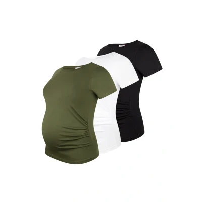 Abbildung von M.M.C. 3ER SET Tshirt basic, Damen, Größe: Large, Schwarz weiß khaki