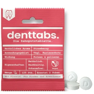 Abbildung von Denttabs Zahnputztabletten Mit Fluorid Erdbeere
