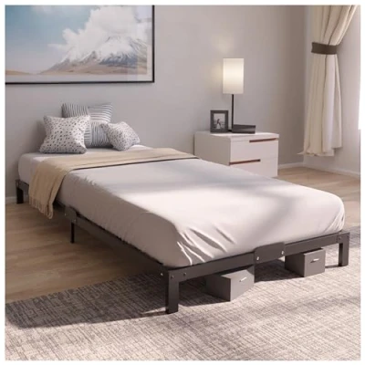 Abbildung von Dreamzie Bettgestell 80x200 aus Metall Bett für Matratze Einzelbett, Höche 25 cm Robust, Leichte Montage, Umfangreicher Stauraum Schwarzer Lattenrost