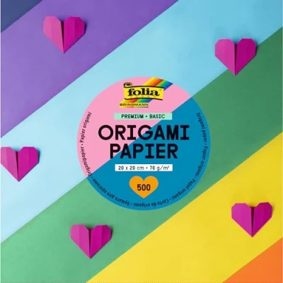 Abbildung von folia 89870 Premium Faltblätter 70g/m², BASIC, 20 x cm, 500 Blatt in 10 verschiedenen Farben, zum Basteln, Verzieren und Dekorieren