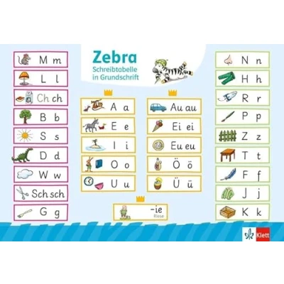 Abbildung von Zebra 1: Schreibtabelle in Grundschrift (VE 10) Klasse 1 (Zebra. Ausgabe ab 2024)