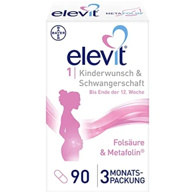 Abbildung von Elevit 1 Folsäure hochdosiert Kinderwunsch und Schwangerschaftsvitamine 20 Vitamine Mineralstoffe für die Entwicklung des Babys 90 Tabletten 3 Monate
