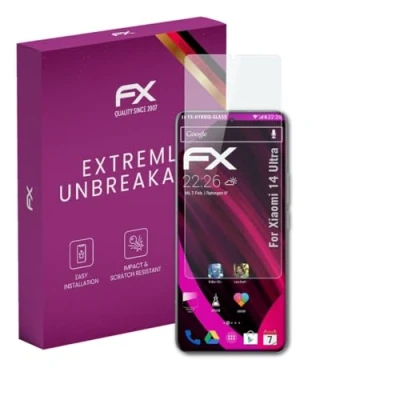 Abbildung von atFoliX Glasfolie kompatibel mit Xiaomi 14 Ultra Panzerfolie, 9H Hybrid Glass FX Schutzpanzer Folie