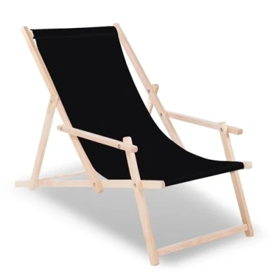 Abbildung von SPRINGOS Liegestuhl aus Buchenholz Sonnenliege Gartenliege mit Armlehnen Strandliege