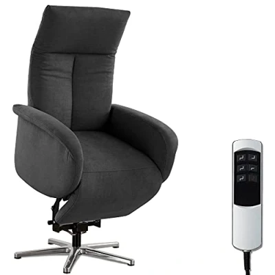 Abbildung von CAVADORE TV Sessel Juba / Pflegeleichter Fernsehsessel mit Aufstehhilfe + elektrisch verstellbarer Relaxfunktion 2 E Motoren 75 x 112 82 Soft Clean Bezug, Dunkelgrau