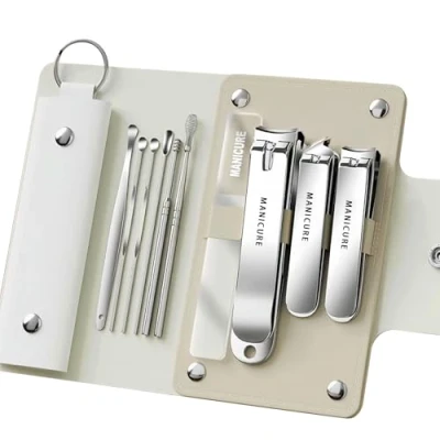 Abbildung von Wantli Profi Nagelschere Set, Edelstahl Maniküre Nagelknipser, Scharf Nagelknipser für Dicke &amp; Eingewachsene Fußnägel,10 Pcs Pediküre Set Fussnägel mit Nagelzange Nagelhautschere, Silber