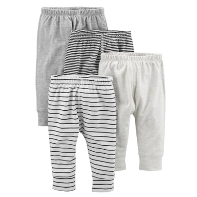 Abbildung von Simple Joys by Carter&#039;s Unisex Baby 4 Pack Neutral Pant Hose, Grau/Hellgrau/Schwarz Ministreifen/Weiß Streifen, 3 6 Monate (4er Pack)
