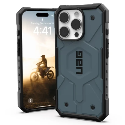 Abbildung von Apple iPhone 16 Pro Hülle MagSafe Kunststoff UAG Hard Case/Backcover Handyhülle Blau Shockproof/Stoßfest