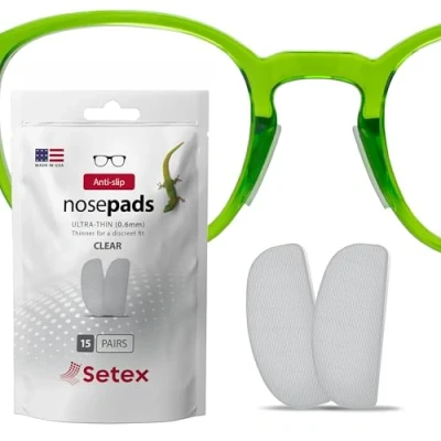 Abbildung von Setex Gecko Grip Ultra Thin 0.6mm Anti Slip Eyeglass Nose Pads, (15 Clear Pair) USA Made, 2500 Innovative Microstructured Fibers per Pad, x 7mm 16mm