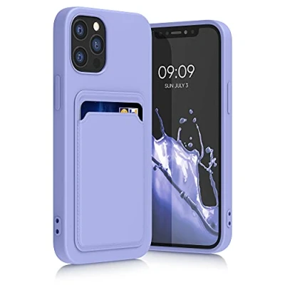 Abbildung von kwmobile Handyhülle kompatibel mit Apple iPhone 12 / Pro Hülle Handy Cover Fach für Karten in Lavendel