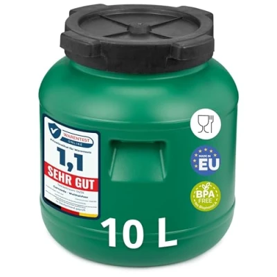 Abbildung von Garronda Weithalsfass 10 Liter Futtertonne mit Deckel ohne Dichtung BPA freier HDPE Futterbehälter für Wasser, Lagerung, Tierfutter, Sauerkraut und Gurken GD 0142