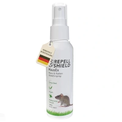 Abbildung von RepellShield® Pfefferminzöl Rattenabwehr &amp; Mäuseabwehr Spray 100ml Mäuse Abwehrmittel zum vertreiben hält Ratten, Nagetiere fern, Nicht färbend, Für drinnen draußen, Mäuseschreck