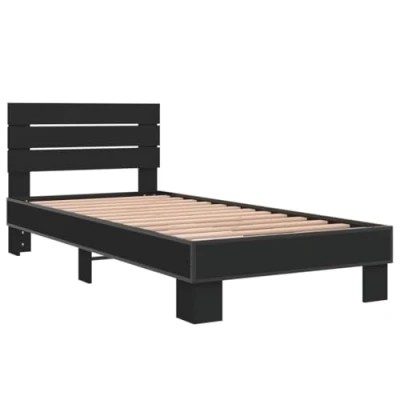 Abbildung von vidaXL Bett Bettgestell Schwarz 100x200 cm Holzwerkstoff und Metall