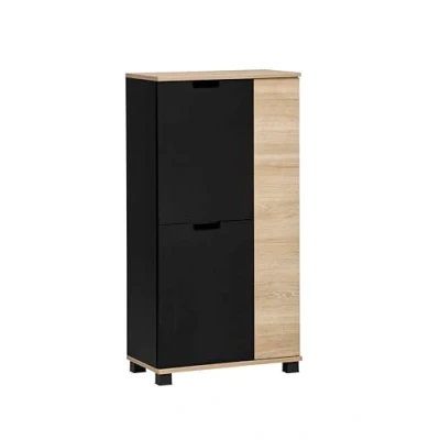 Abbildung von Schildmeyer Highboard Emmik 159513 schwarzmatt/weißeiche Dekor, 59,8 x 32,6 116,9 cm