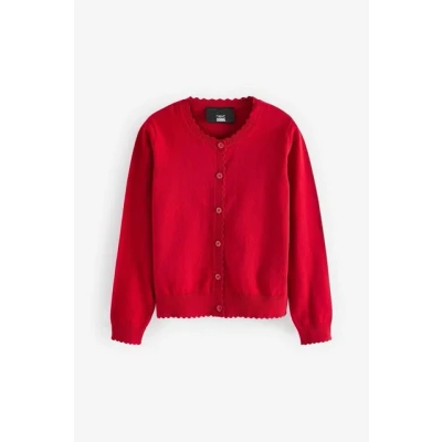 Abbildung von Next Scalloped EDGE School Strickjacke für Kinder, Größe: 104, Red