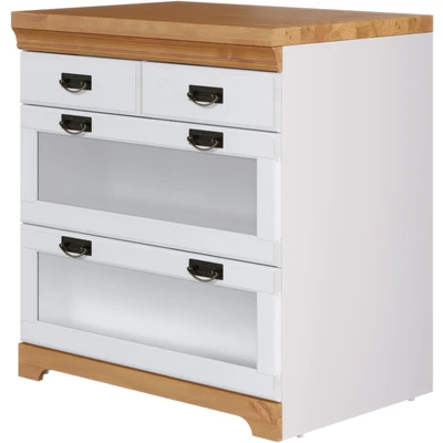 Abbildung von Home affaire Unterschrank &quot;Rügen&quot;, Breite 80 cm, Kiefer massiv, Schubkästen mit Glaseinsatz