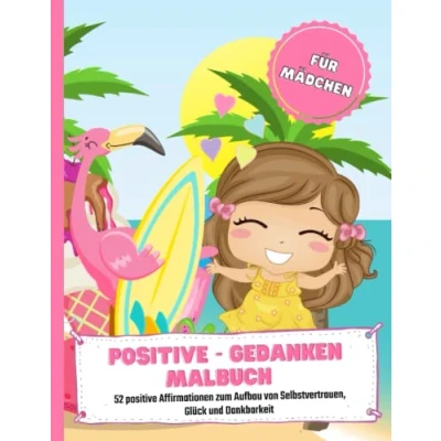 Abbildung von positive Gedanken Malbuch für Mädchen: 52 Affirmationen zum Aufbau von Selbstvertrauen, Glück und Dankbarkeit