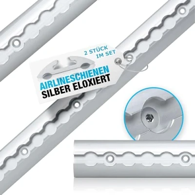 Abbildung von NTG 2 Stück je 1 m Airlineschiene halbrunde Form aus Aluminum mit Bohrungen Ladungssicherung für LKWs, Anhänger, Wohnmobile eloxiert 1000mm (Schnell fixiert und einsatzbereit)