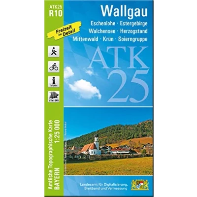 Abbildung von ATK25 R10 Wallgau (Amtliche Topographische Karte 1:25000): Eschenlohe, Estergebirge, Walchensee, Herzogstand, Mittenwald, Krün, Soierngruppe (ATK25 Amtliche 1:25000 Bayern)