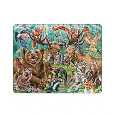 Abbildung von Larsen Selfie Fröhliche Tiere im Wald Rahmenpuzzle 42 Teile