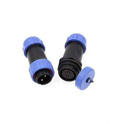 Abbildung von Eonvic HE21 2 Pin Luftfahrt Rundstecker Gewindestecker Steckerbuchse Buchse Weiblich Wasserdicht IP68 Inline Kabelverbinder für Industriegerät Stromsignal