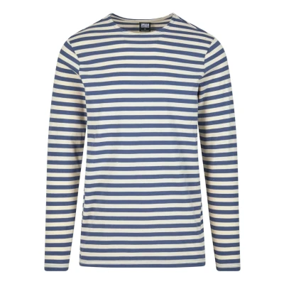 Abbildung von Urban Classics Stripe LS Langarmshirt, Herren, Größe: Medium, Whitesand vintageblue