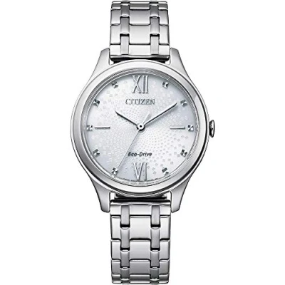 Abbildung von Citizen Damen Analog Eco Drive Uhr mit Edelstahl Armband EM0500 73A, Silber