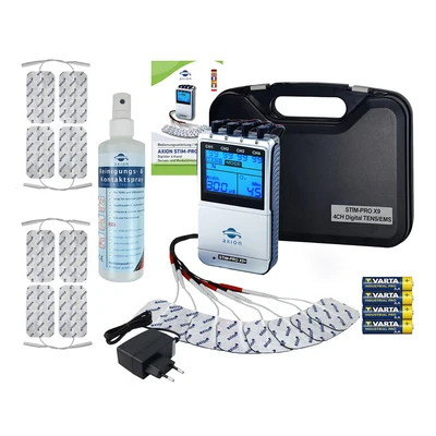 Abbildung von Axion TENS EMS Gerät 4 Kanal STIM PRO X9+ Gerät, Schmerztherapiegerät, (Spar Set), Muskelaufbau, Massagegerät, Beckenbodentraining