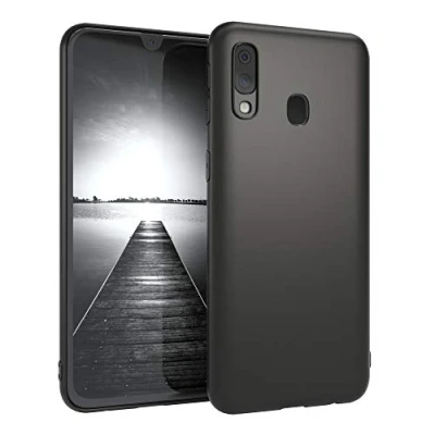 Abbildung von EAZY CASE Handyhülle Silikon mit Kameraschutz kompatibel Samsung Galaxy A40 in schwarz matt, Ultra dünn, Slimcover, Silikonhülle, Hülle, Softcase, Backcover