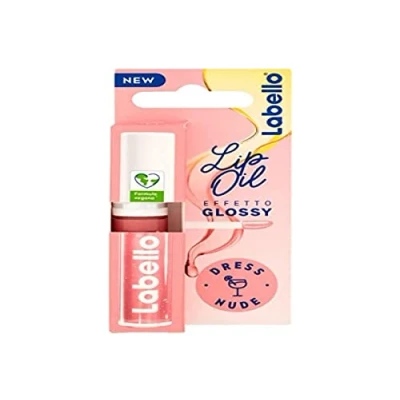 Abbildung von Labello Lip Oil Glossy Effect Dress Nude 5.5ml, Volumizing and Moisturizing Gloss with 100% Natural for soft bright lips